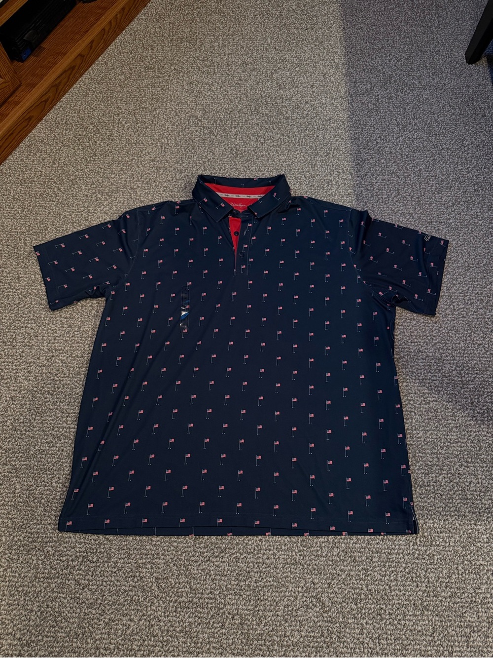Walter Hagen USA Flag Golf Polo Performance Shirt NWOT
